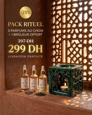 Pack Rituel – 3 Huiles à Brûler + Brûle-Parfum | Souffle d'Atlas v1